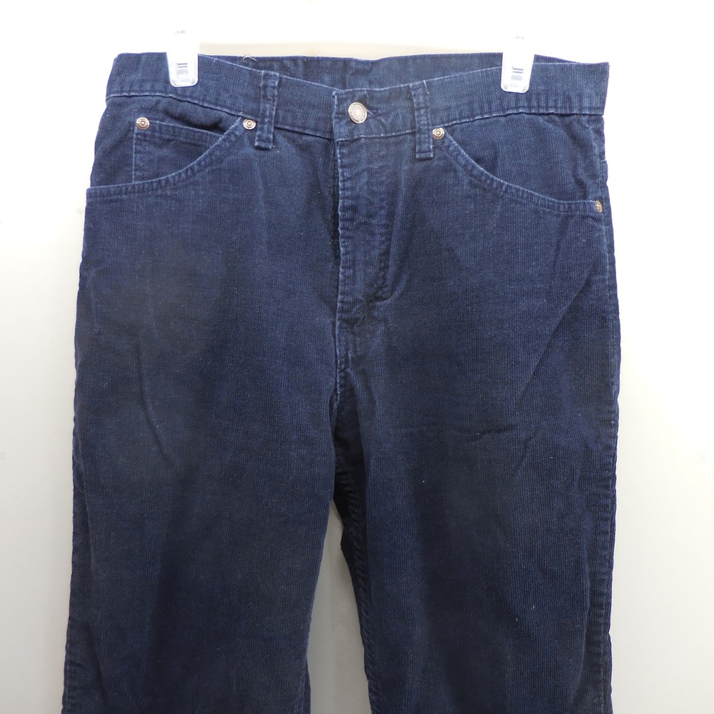 Vintage JCPenney Plain Pockets Navy Blue Corduroy Flared Pants Mens 32x28 70s - Picture 9 of 10
